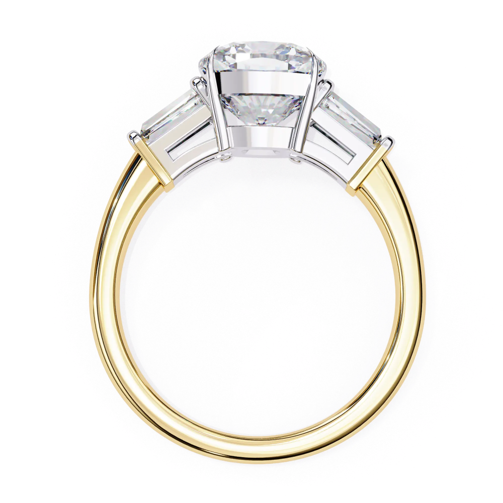 Gold ring with a diamond on a white background