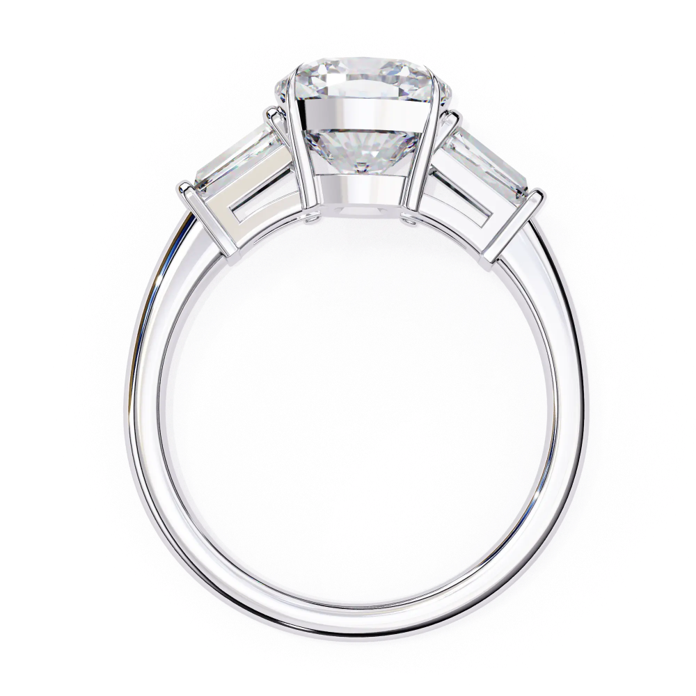 Diamond ring with a clear gemstone on a white background