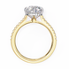 Gold ring with a diamond on a white background