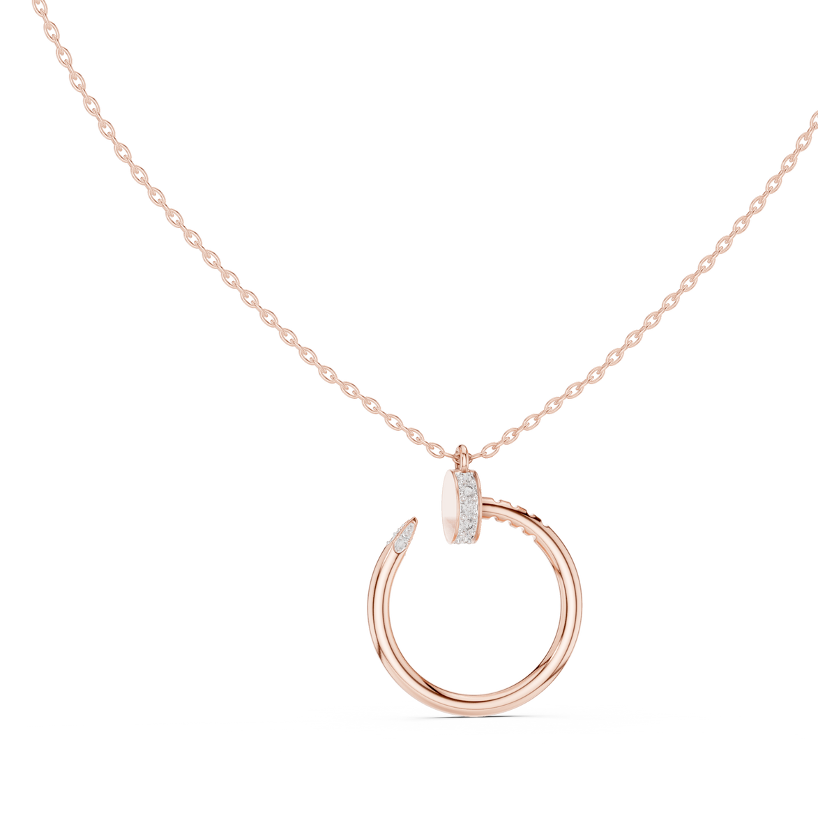 Minimal diamond circle pendant in gold with lab grown diamonds by Signora Jewels