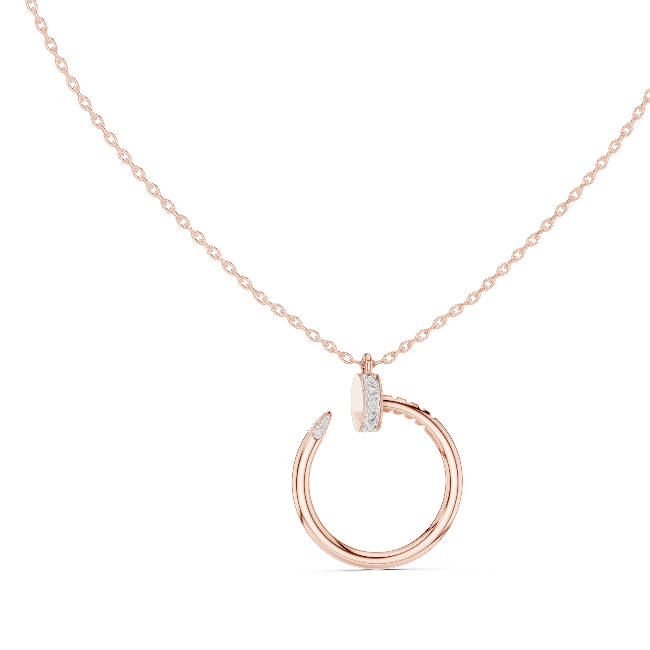 Minimal diamond circle pendant in gold with lab grown diamonds by Signora Jewels