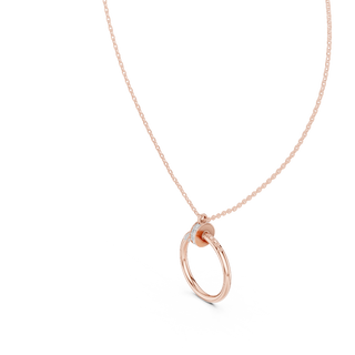 Round Lab Grown Diamond Open Circle Twist Pendant in Rose Gold