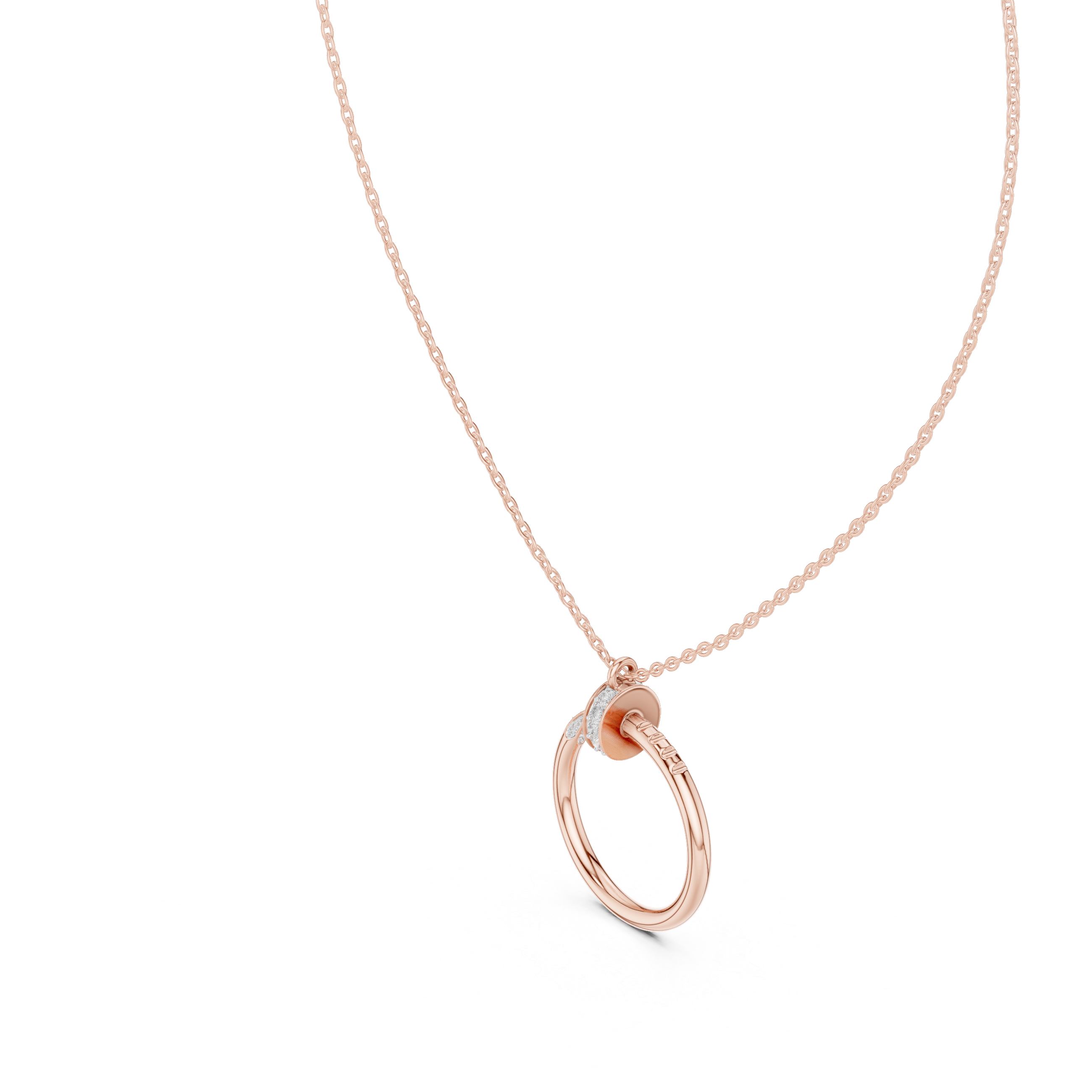 Minimal diamond circle pendant in gold with lab grown diamonds by Signora Jewels