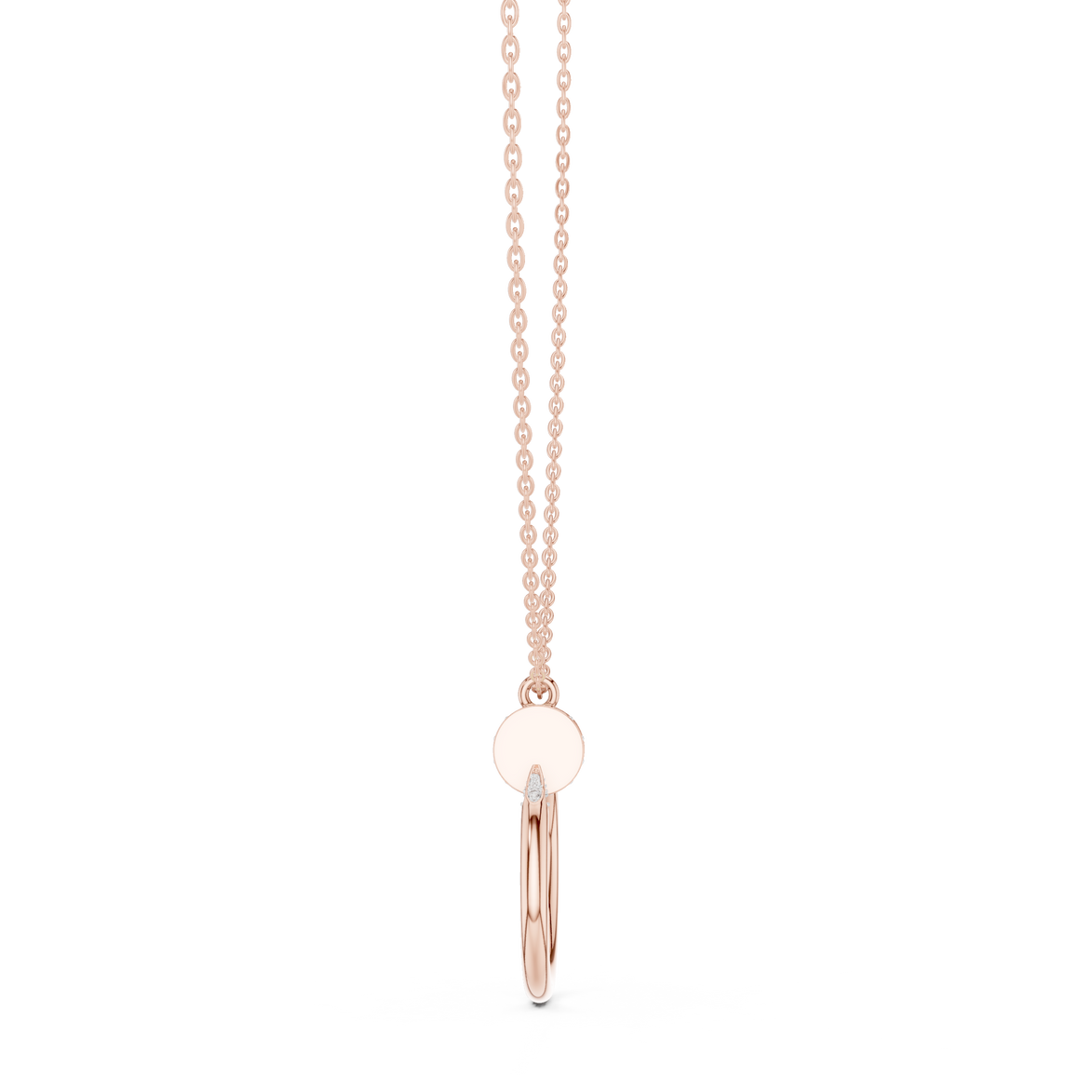 Minimal diamond circle pendant in gold with lab grown diamonds by Signora Jewels