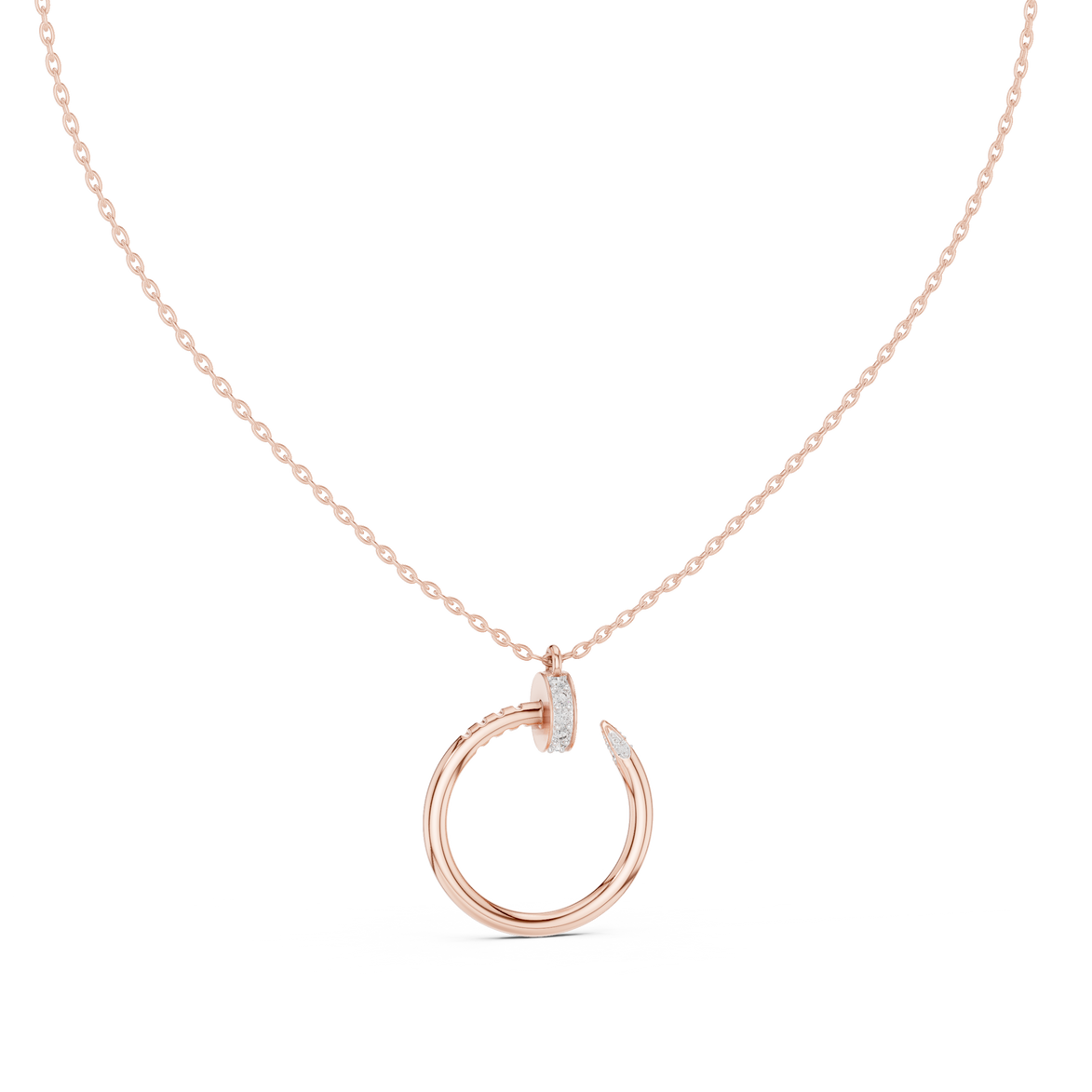 Minimal diamond circle pendant in gold with lab grown diamonds by Signora Jewels