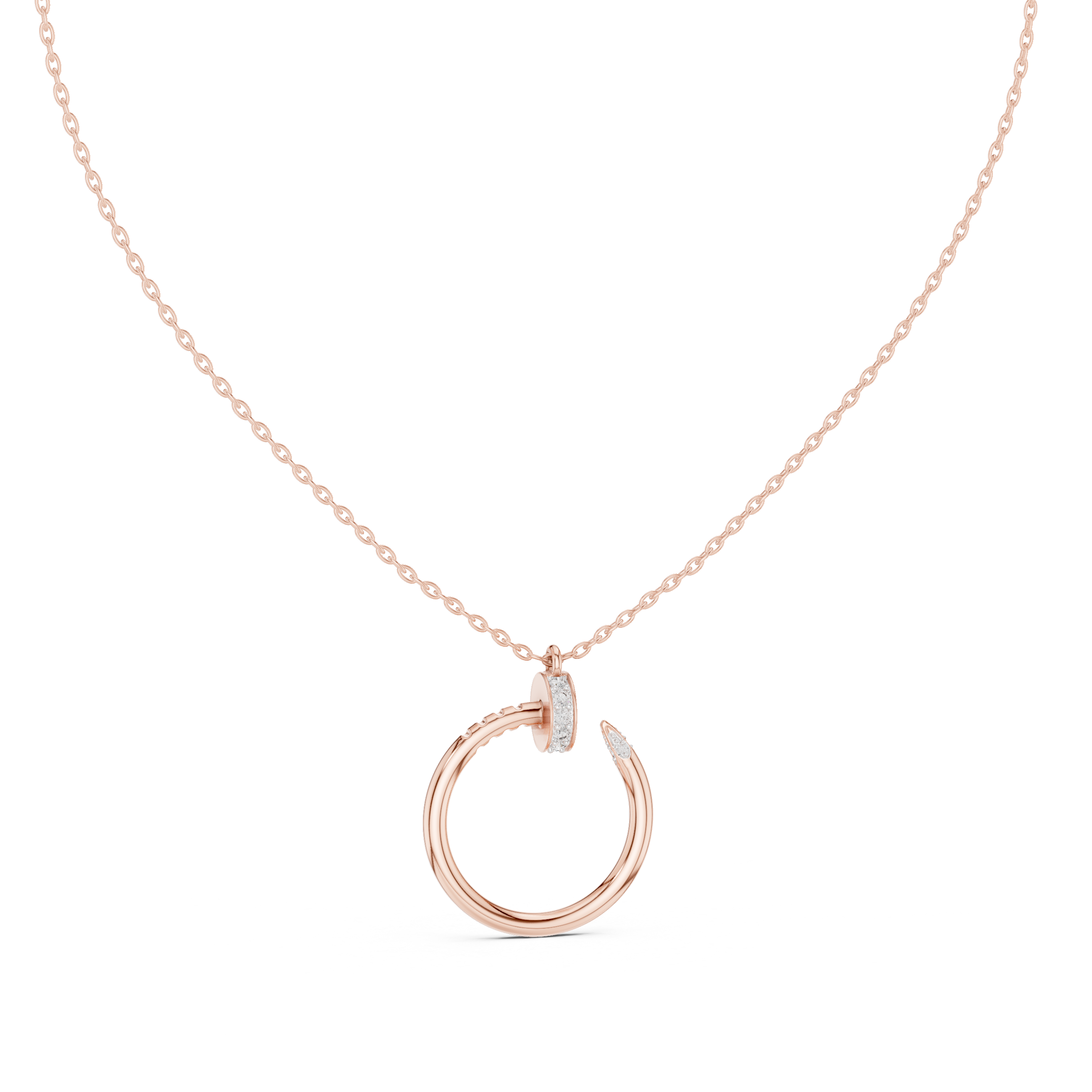 Minimal diamond circle pendant in gold with lab grown diamonds by Signora Jewels