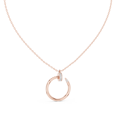 Minimal diamond circle pendant in gold with lab grown diamonds by Signora Jewels