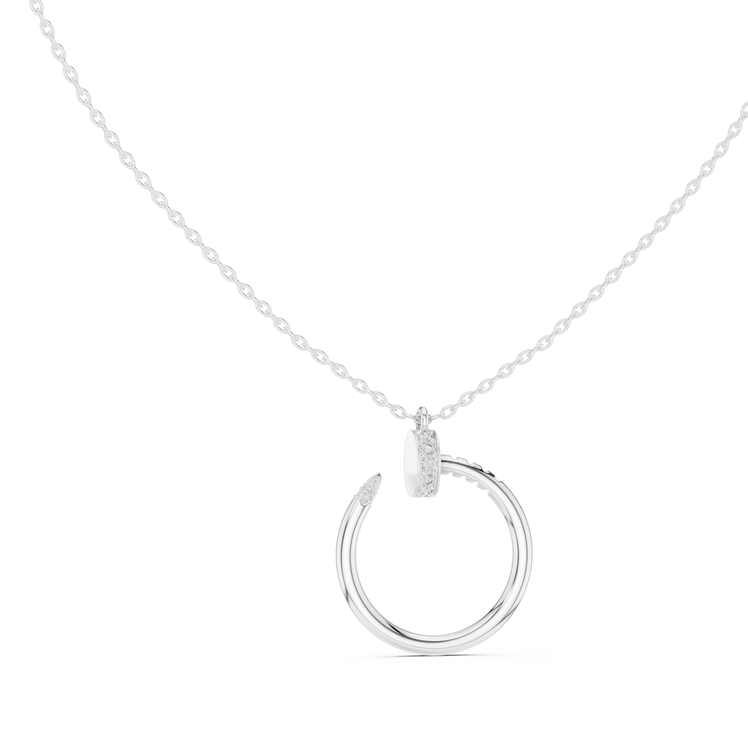 Minimal diamond circle pendant in gold with lab grown diamonds by Signora Jewels