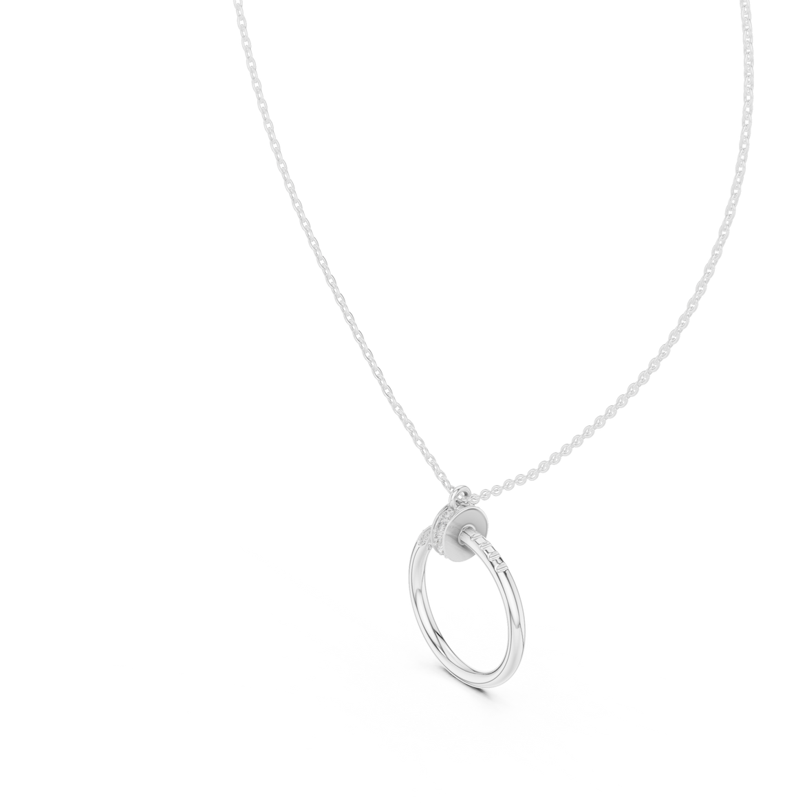 Minimal diamond circle pendant in gold with lab grown diamonds by Signora Jewels