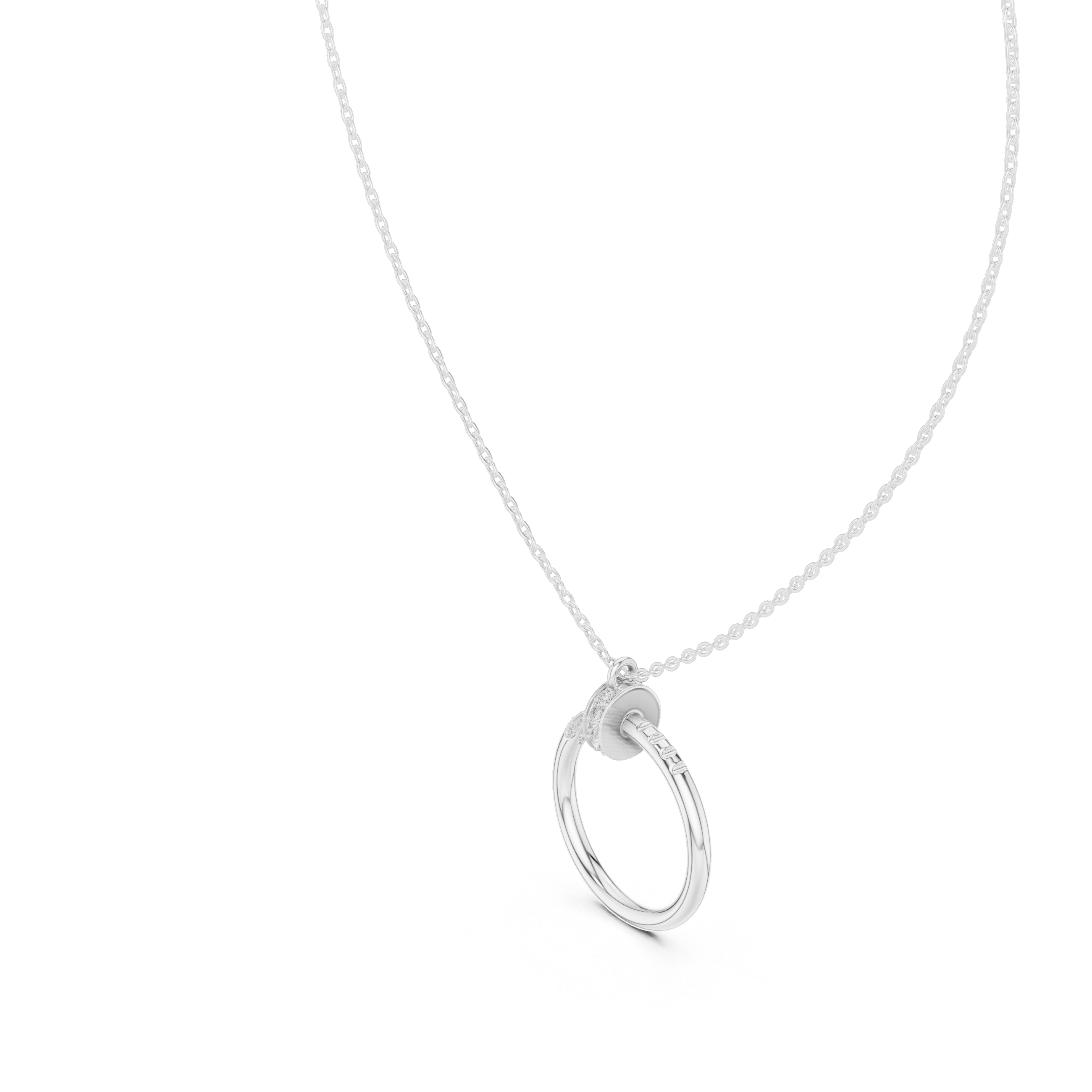 Minimal diamond circle pendant in gold with lab grown diamonds by Signora Jewels