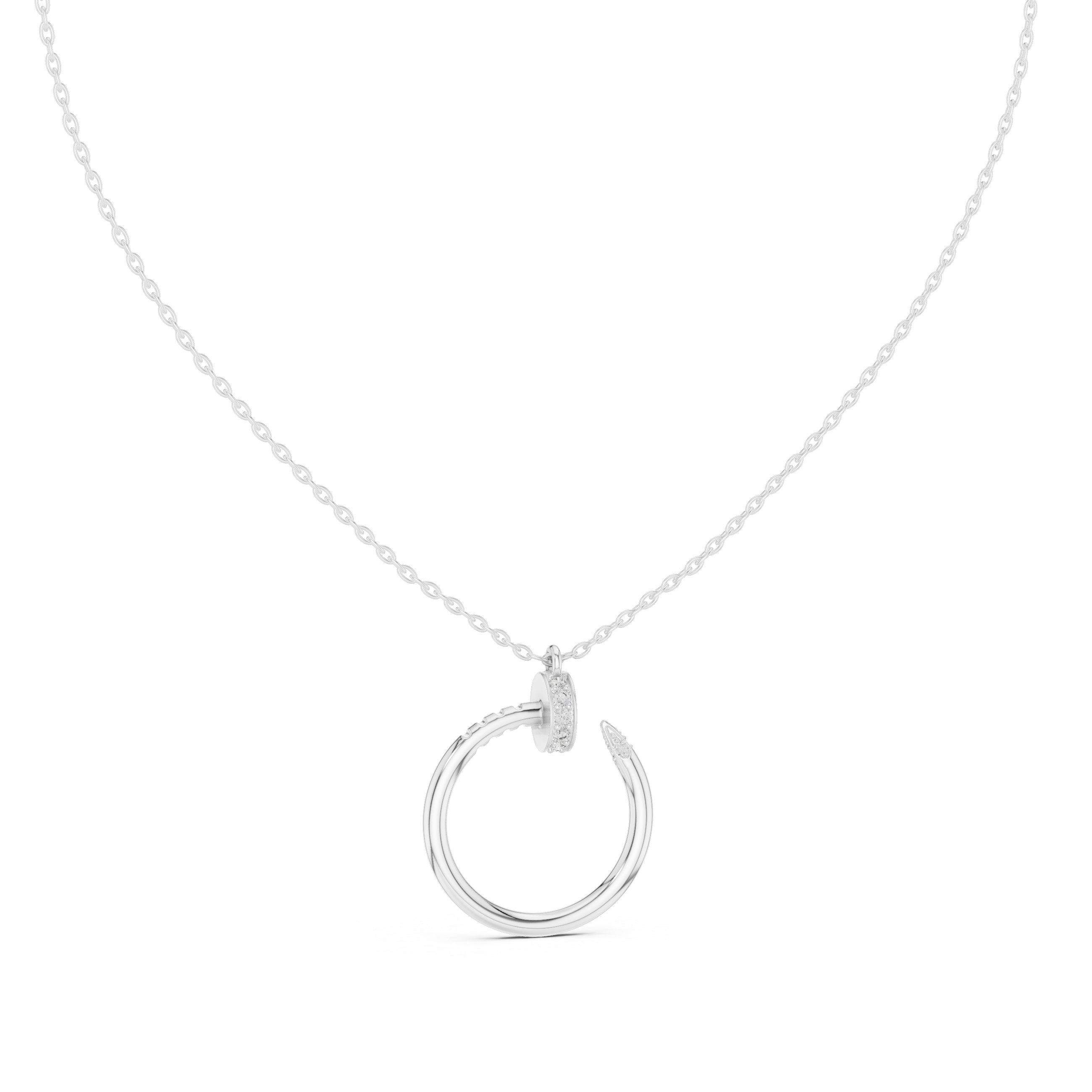 Minimal diamond circle pendant in gold with lab grown diamonds by Signora Jewels