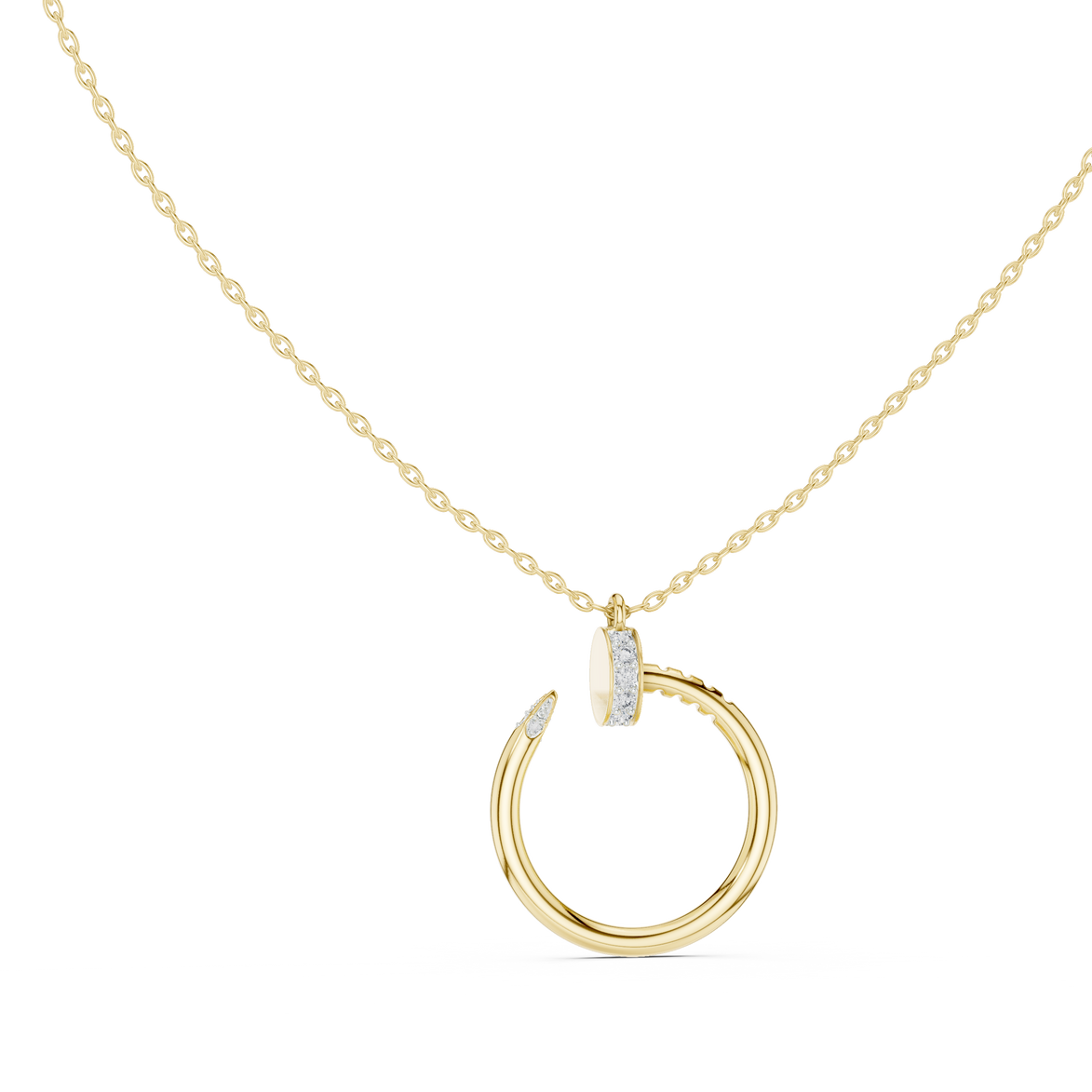 Minimal diamond circle pendant in gold with lab grown diamonds by Signora Jewels