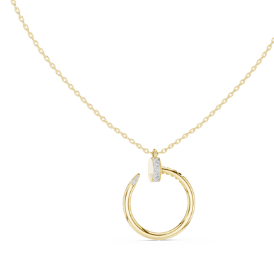 Round Lab Grown Diamond Open Circle Twist Pendant in Yellow Gold