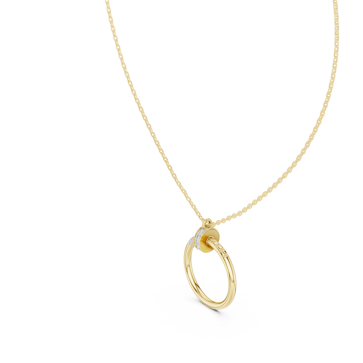 Minimal diamond circle pendant in gold with lab grown diamonds by Signora Jewels