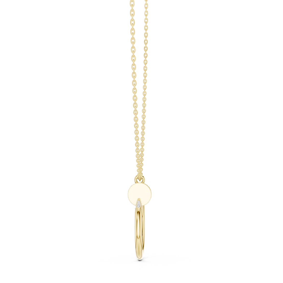 Minimal diamond circle pendant in gold with lab grown diamonds by Signora Jewels