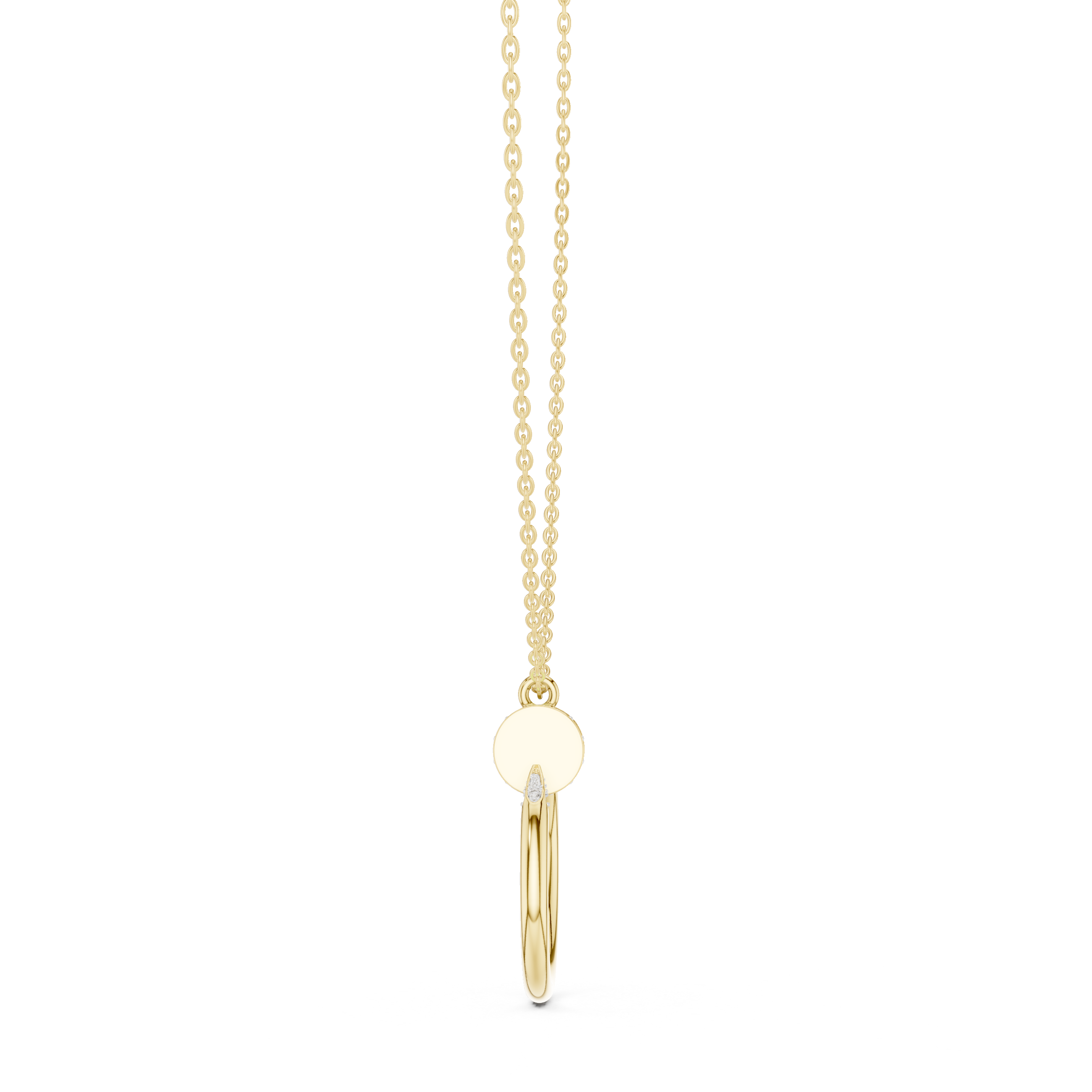 Minimal diamond circle pendant in gold with lab grown diamonds by Signora Jewels