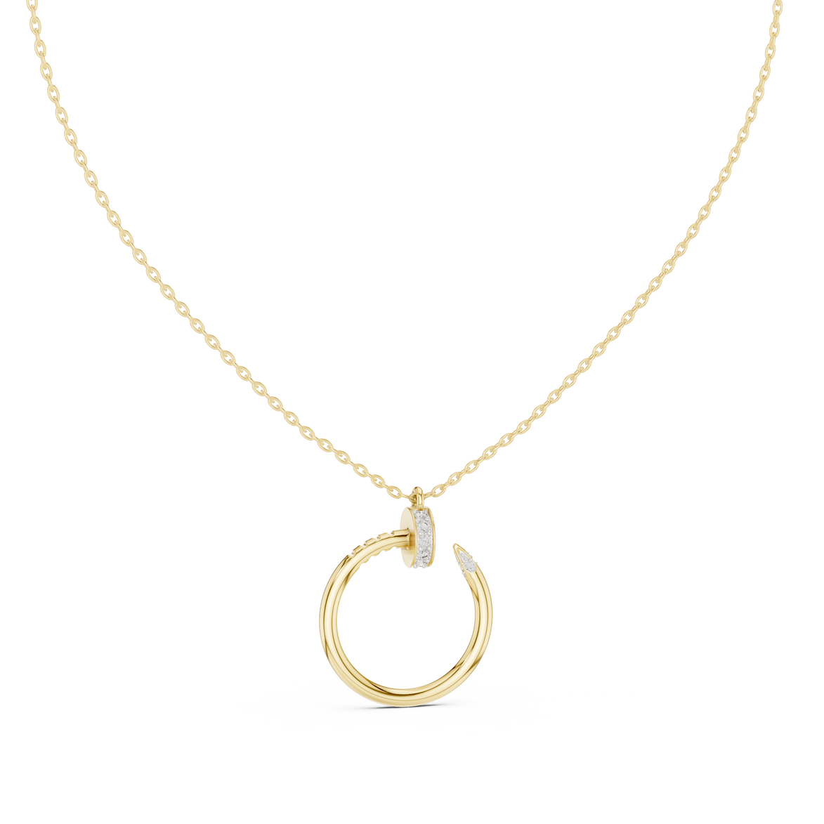 Minimal diamond circle pendant in gold with lab grown diamonds by Signora Jewels