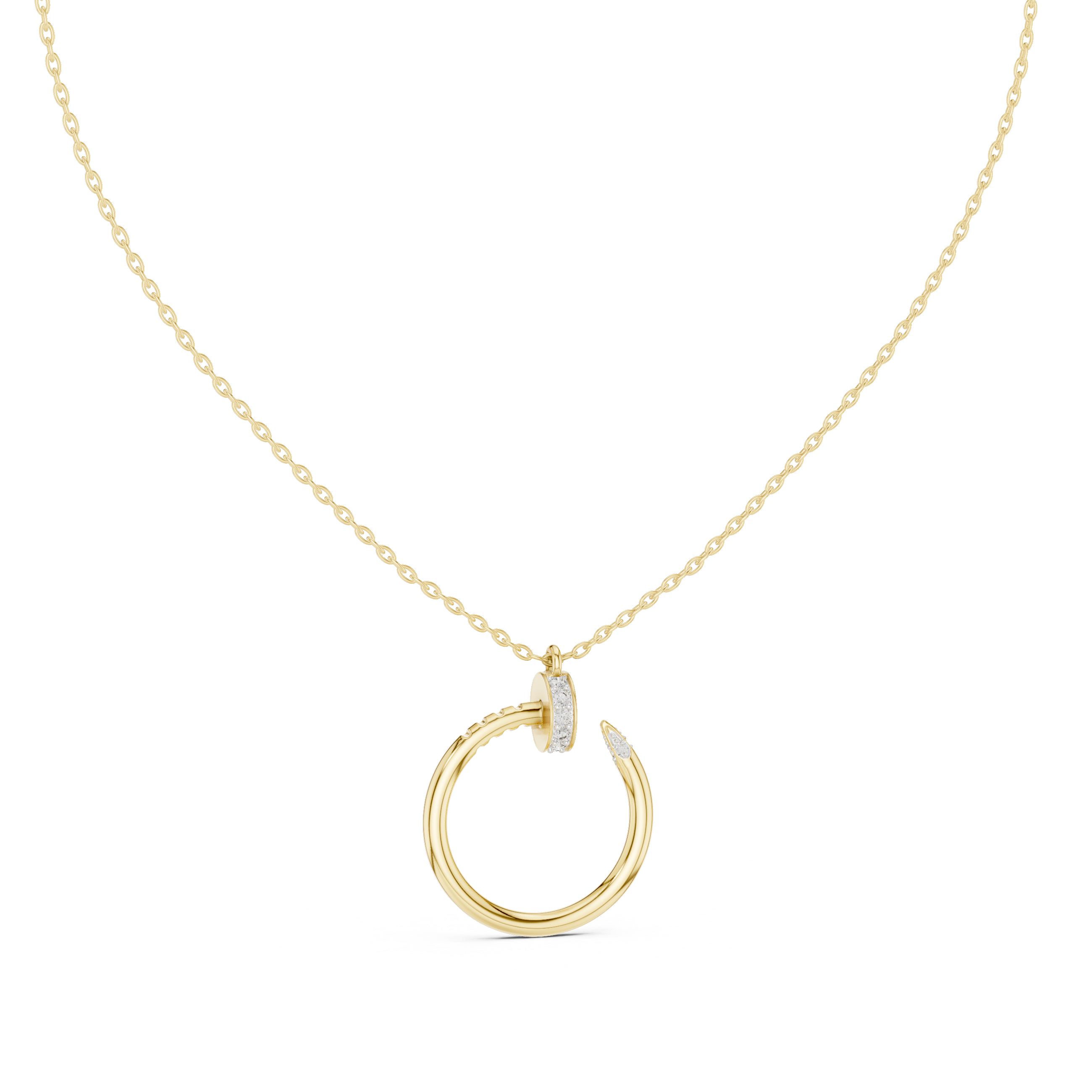 Minimal diamond circle pendant in gold with lab grown diamonds by Signora Jewels