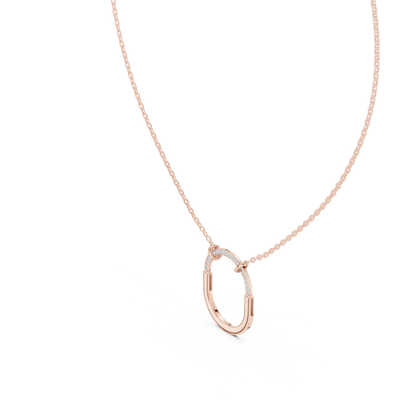oval link lab grown diamond pavé pendant in rose gold