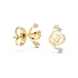 Minimal diamond swirl stud earrings in gold with round brilliant