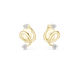 Minimal diamond swirl stud earrings in gold with round brilliant