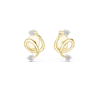 Front view of Diamond Swirl stud earrings in yellow gold