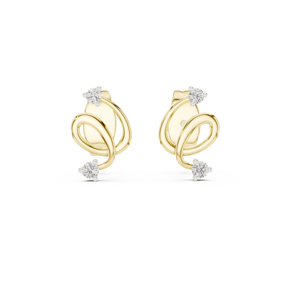 Front view of Diamond Swirl stud earrings in yellow gold