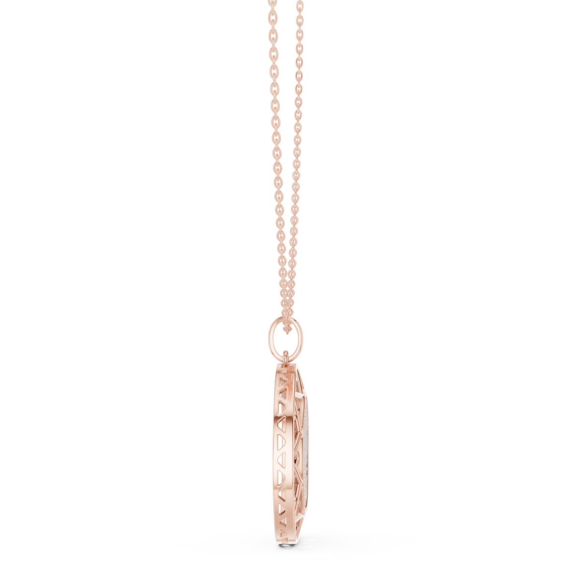 Round diamond medallion pendant in gold with lab grown diamonds by Signora Jewels