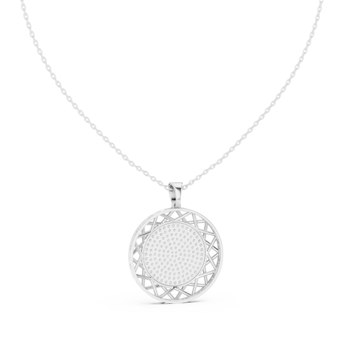 Round diamond medallion pendant in gold with lab grown diamonds by Signora Jewels