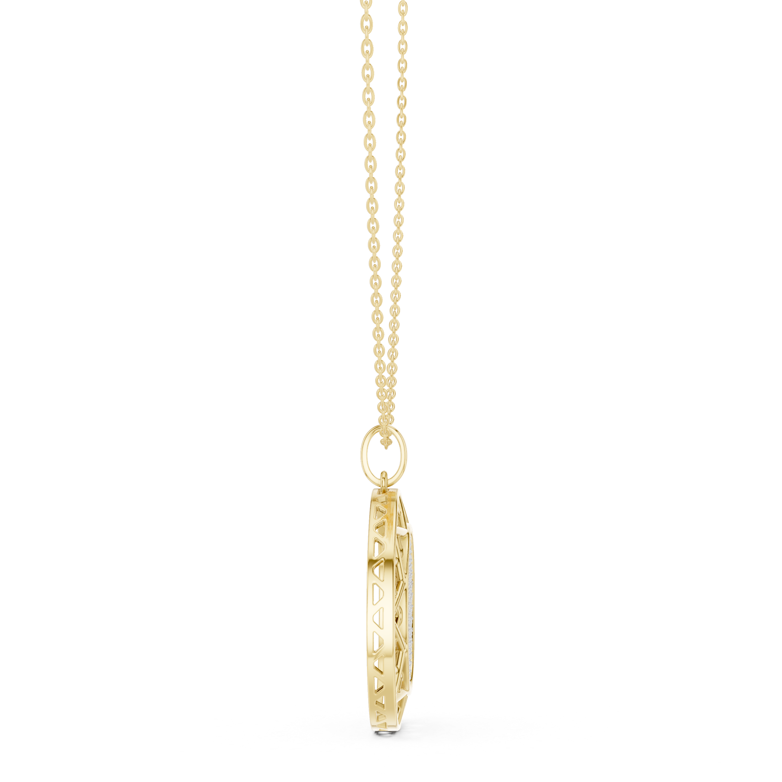 Round diamond medallion pendant in gold with lab grown diamonds by Signora Jewels