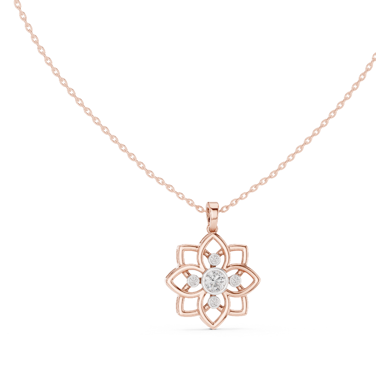 Floral Lab Grown Diamond Lotus Pendant