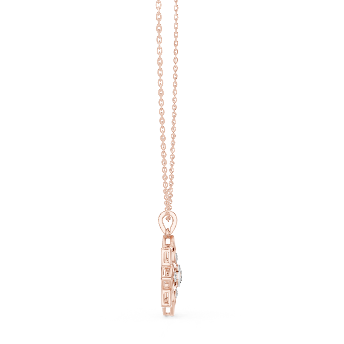 Floral diamond pendant in gold with lab grown diamonds by Signora Jewels