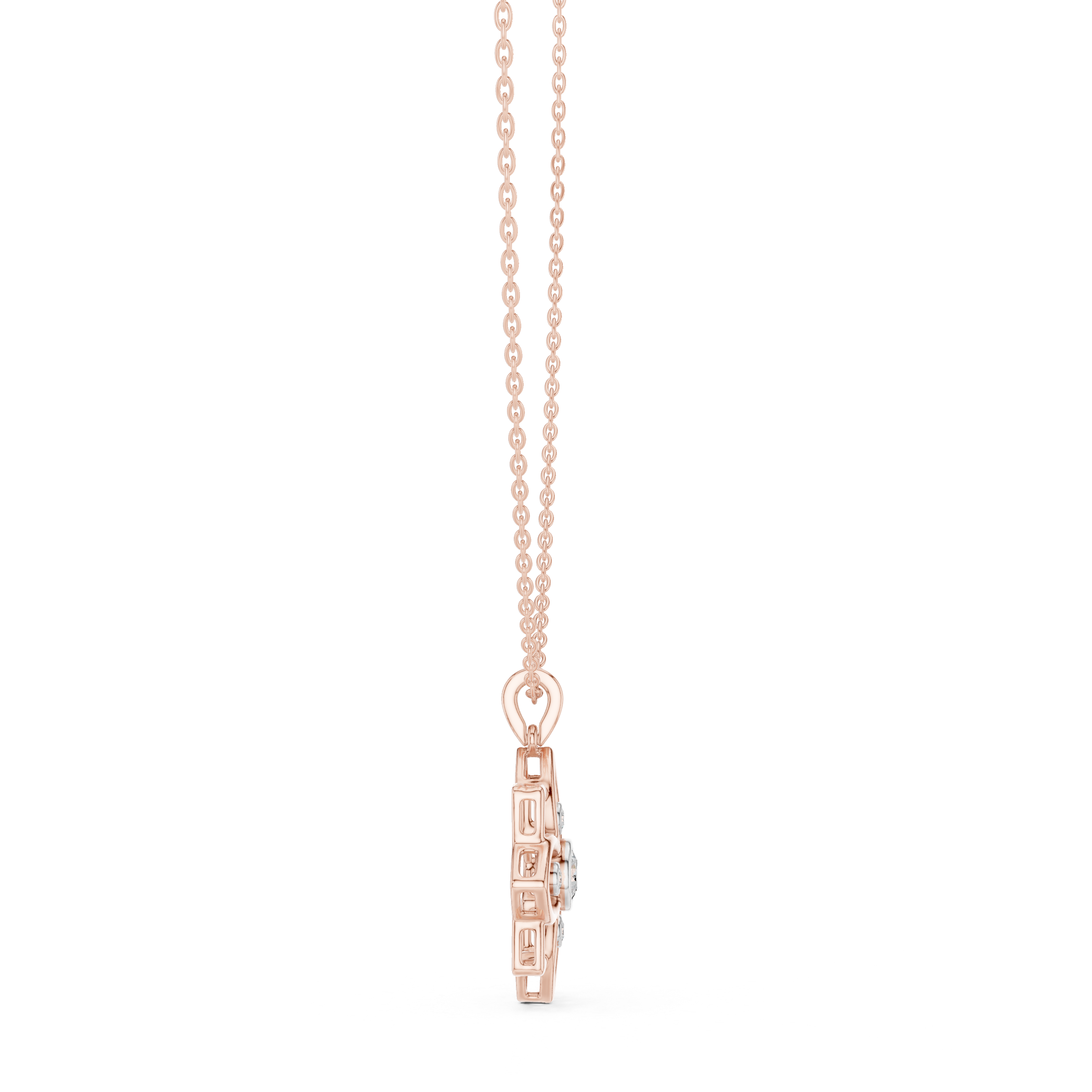 Floral diamond pendant in gold with lab grown diamonds by Signora Jewels