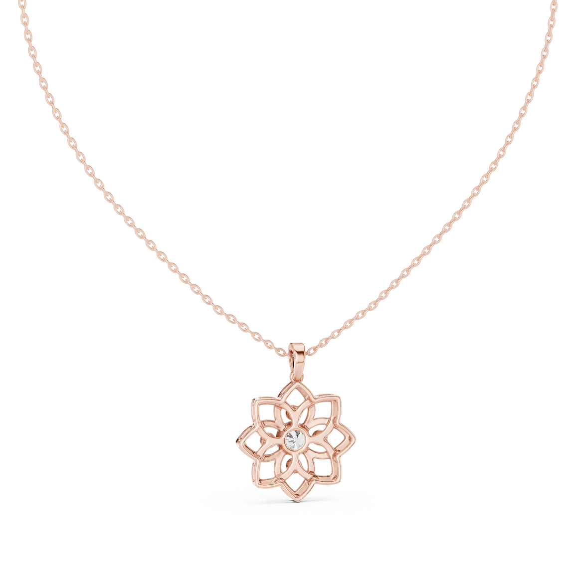 Floral diamond pendant in gold with lab grown diamonds by Signora Jewels