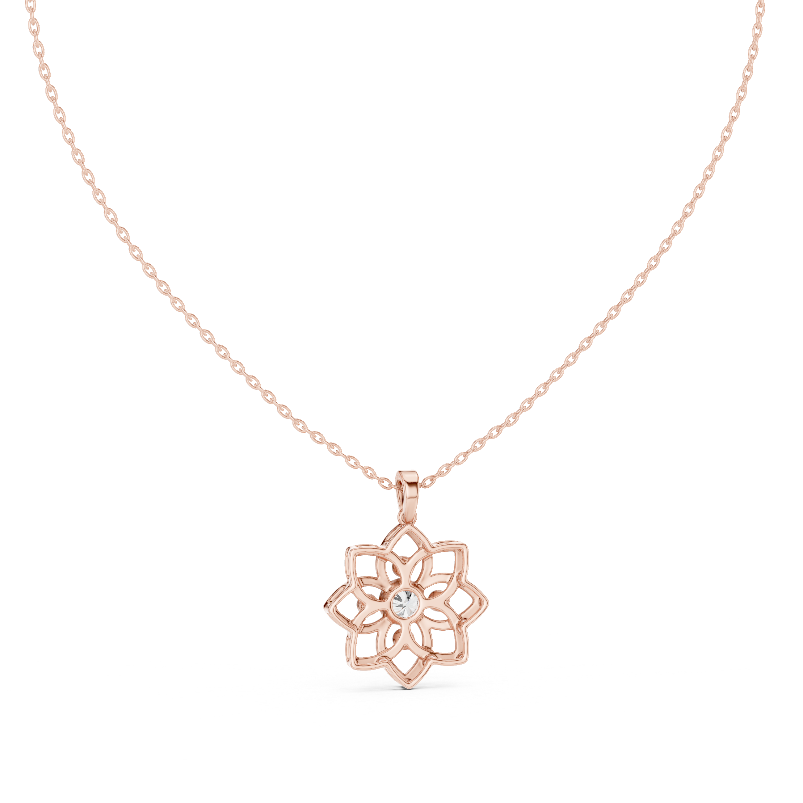 Floral diamond pendant in gold with lab grown diamonds by Signora Jewels