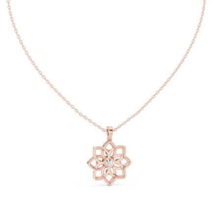 Floral diamond pendant in gold with lab grown diamonds by Signora Jewels