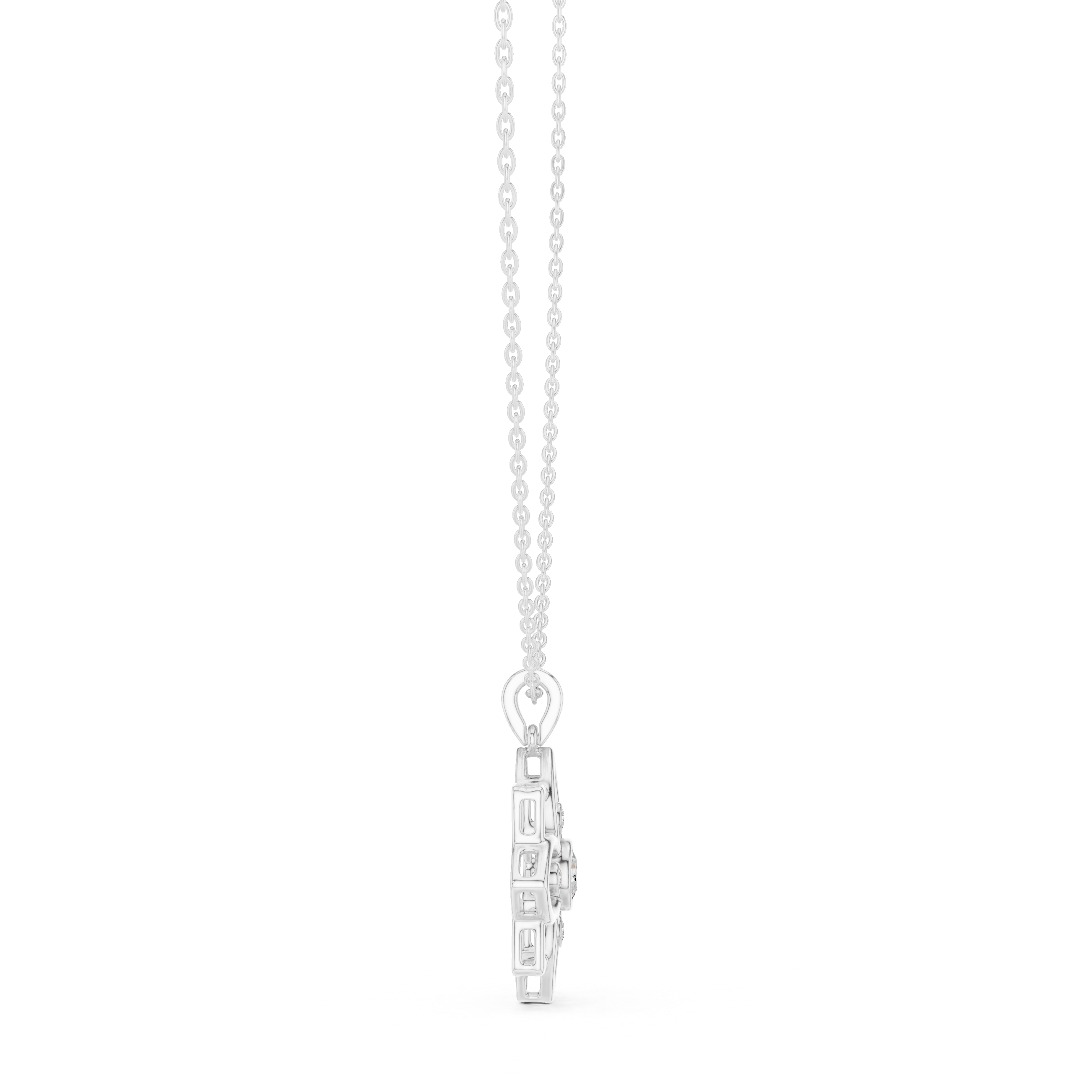 Floral diamond pendant in gold with lab grown diamonds by Signora Jewels