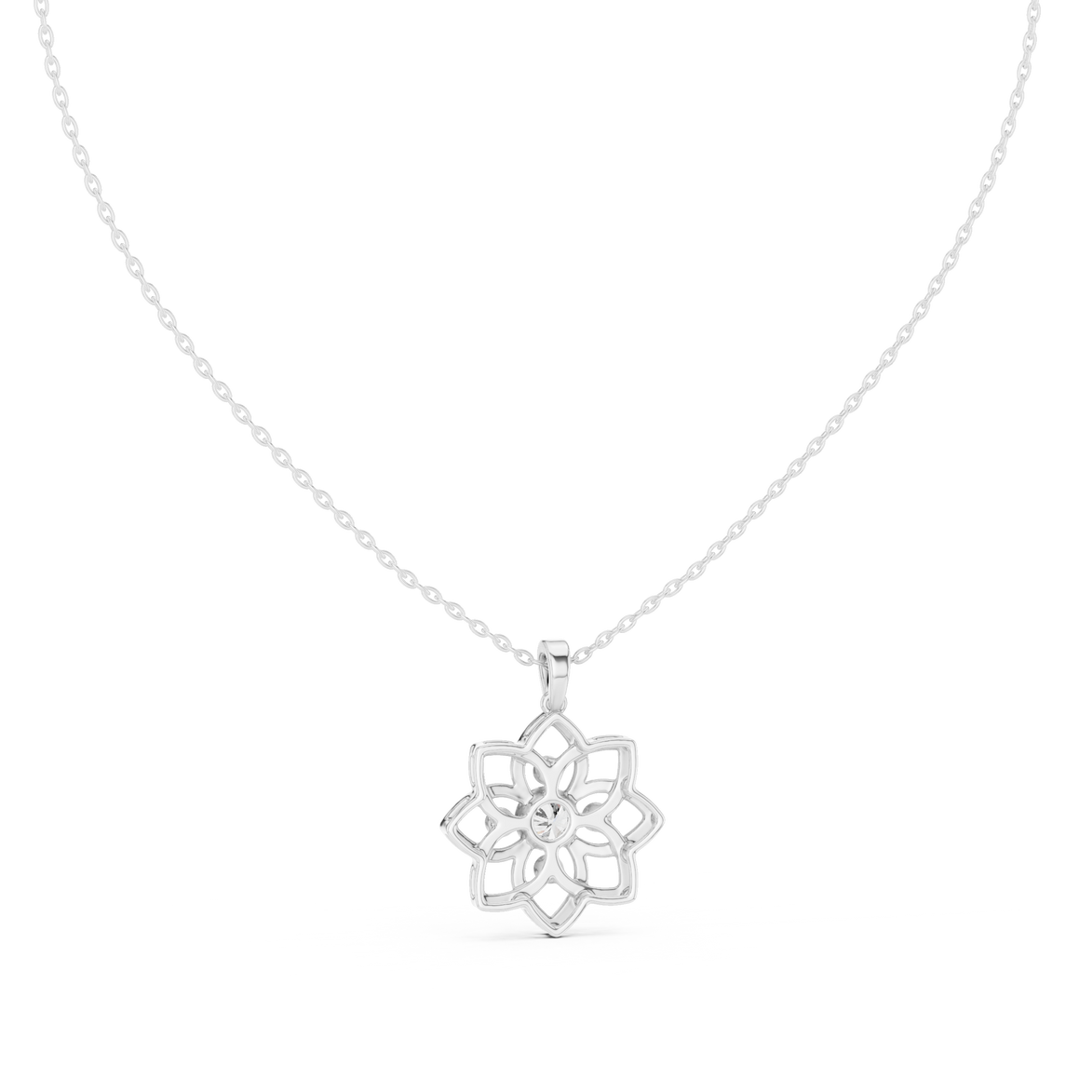 Floral diamond pendant in gold with lab grown diamonds by Signora Jewels