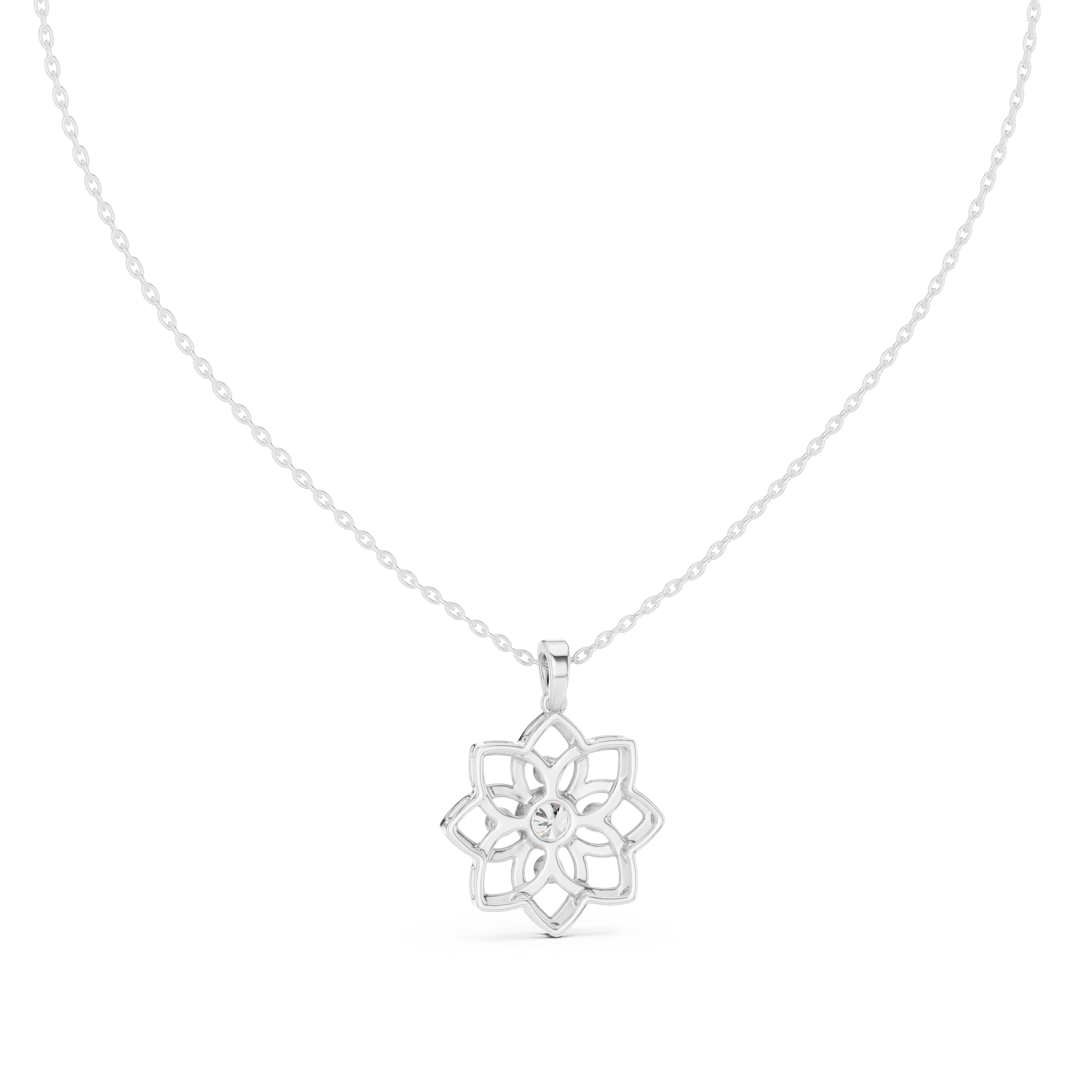 Floral diamond pendant in gold with lab grown diamonds by Signora Jewels