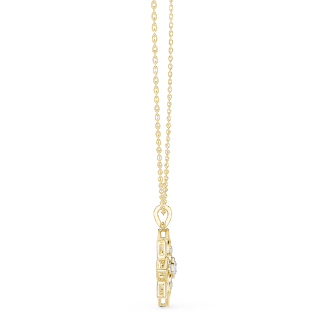 Floral diamond pendant in gold with lab grown diamonds by Signora Jewels
