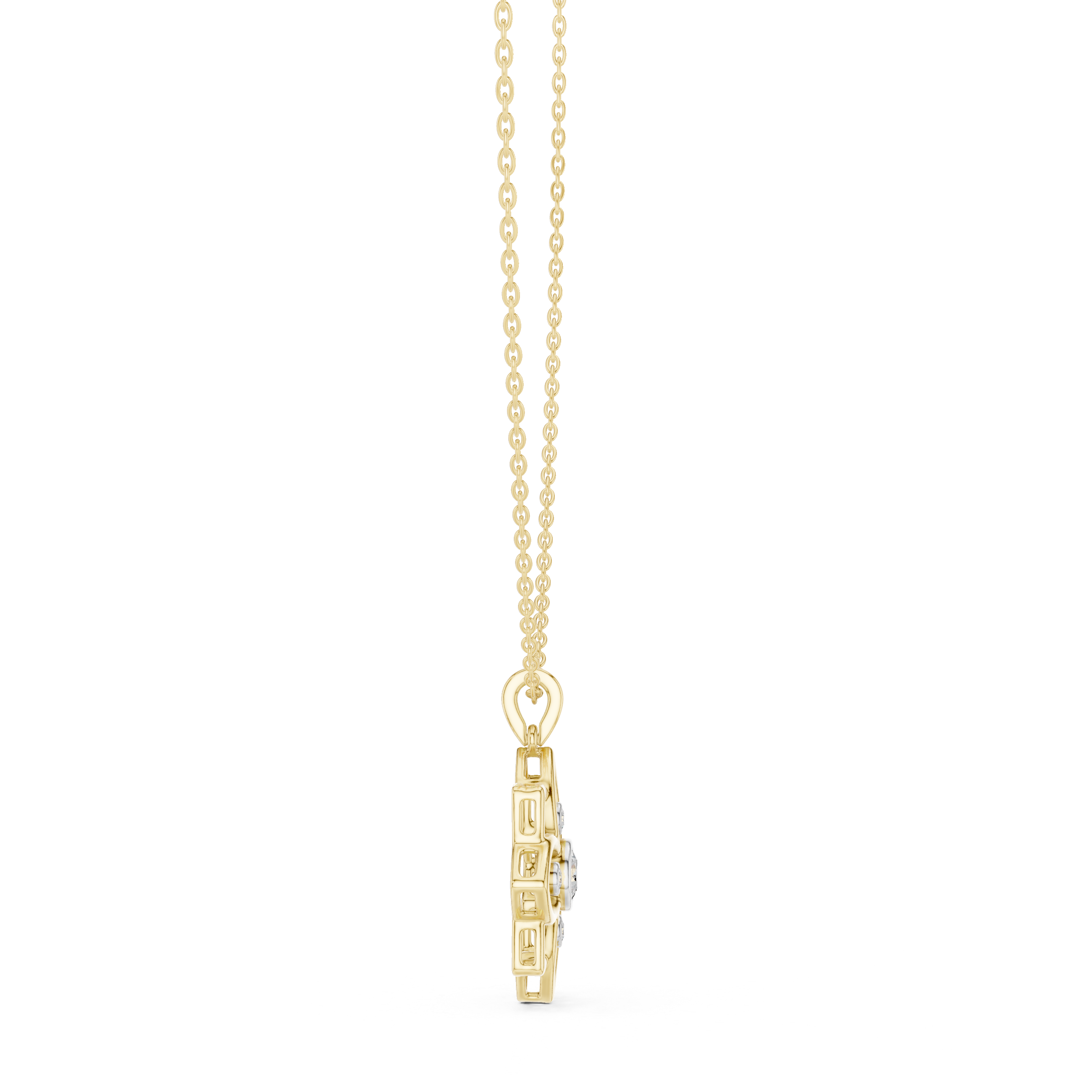Floral diamond pendant in gold with lab grown diamonds by Signora Jewels