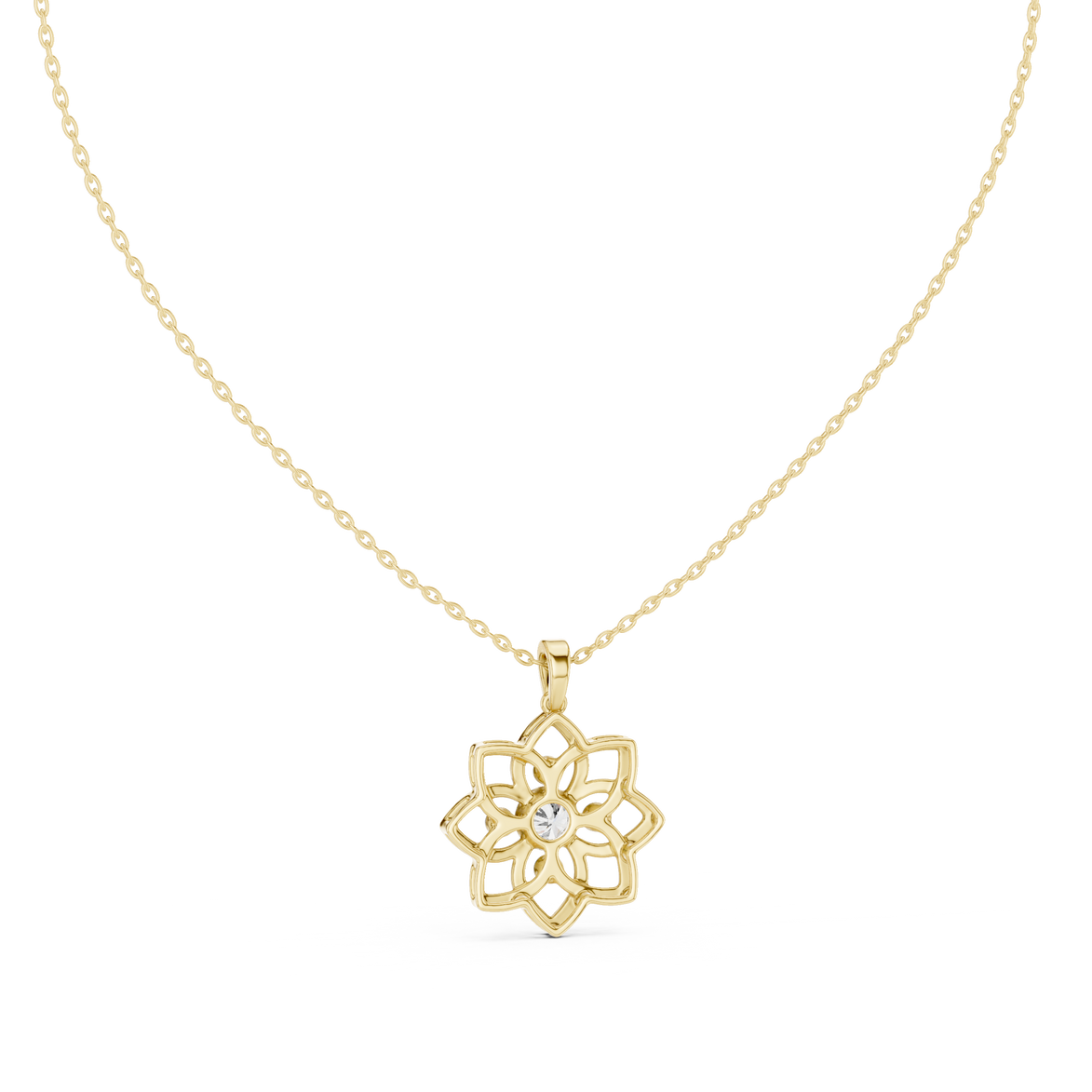 Floral diamond pendant in gold with lab grown diamonds by Signora Jewels