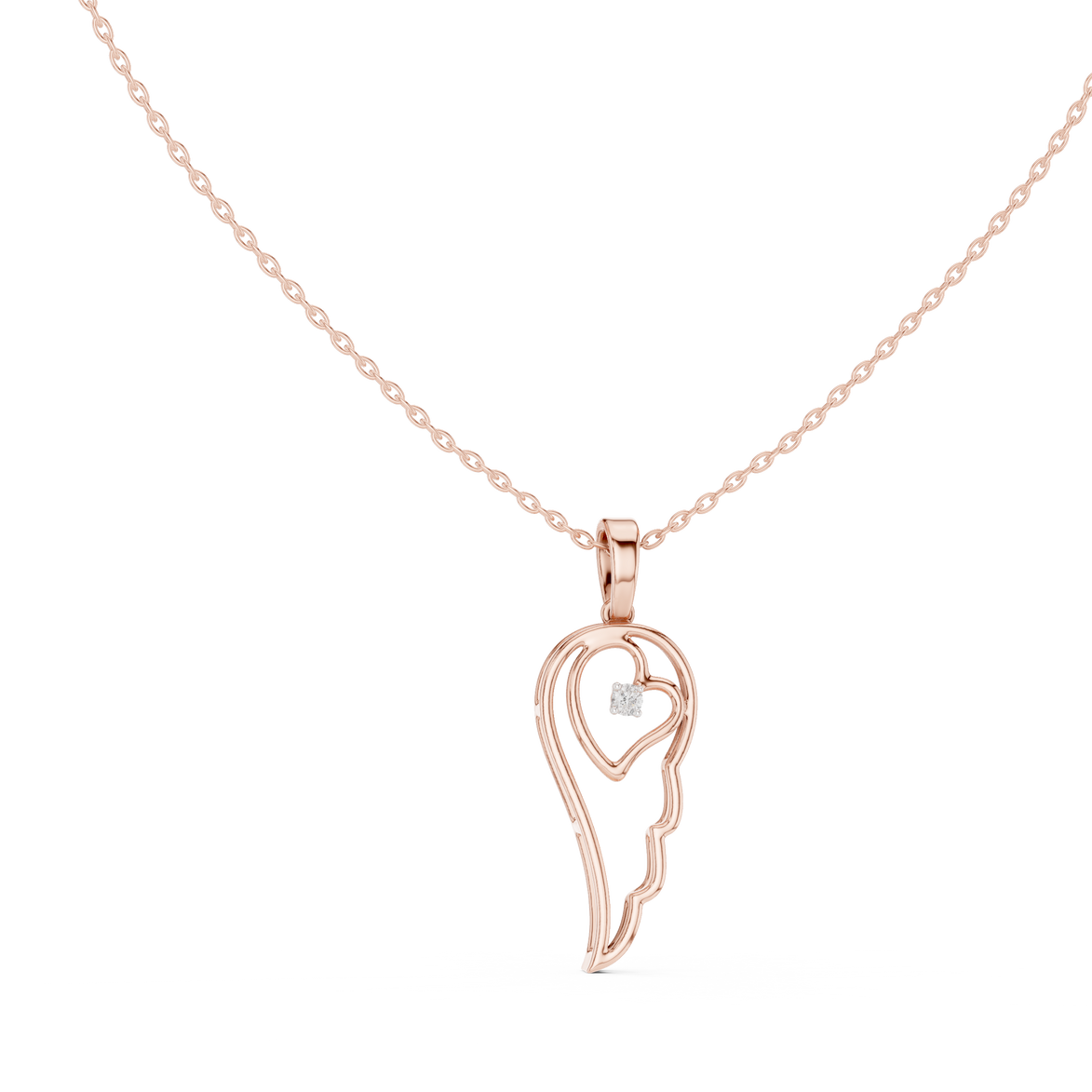 Angel wing diamond pendant in gold with lab grown diamond by Signora Jewels