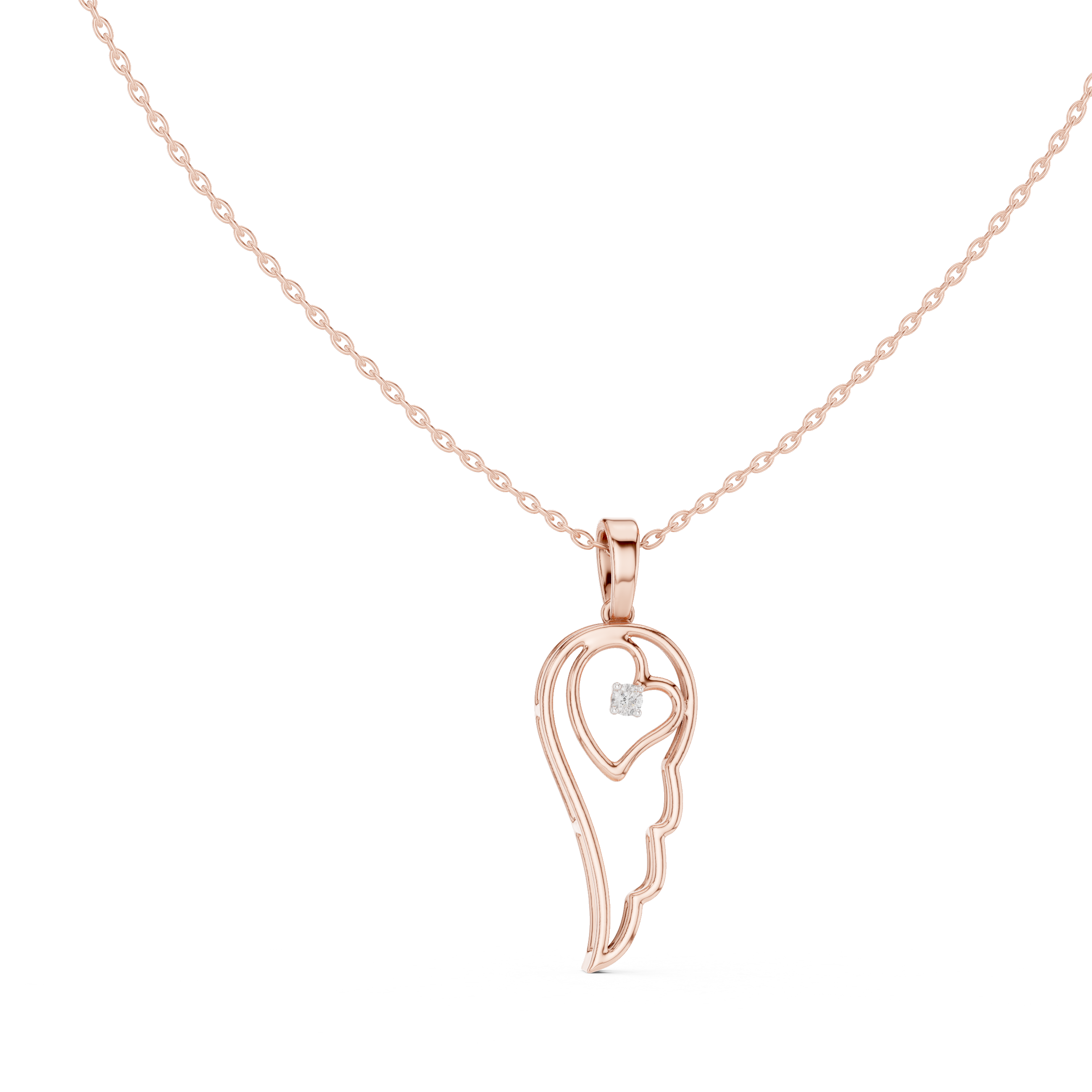 Angel wing diamond pendant in gold with lab grown diamond by Signora Jewels