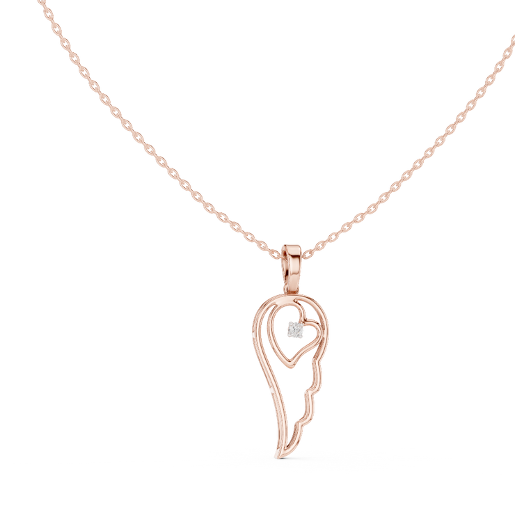Angel Wing Lab Grown Diamond Heart Pendant