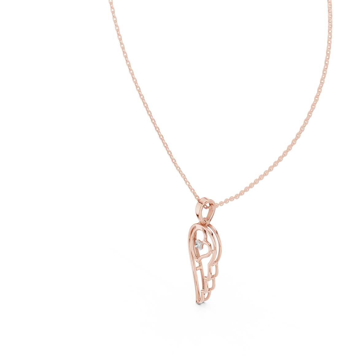 Angel wing diamond pendant in gold with lab grown diamond by Signora Jewels