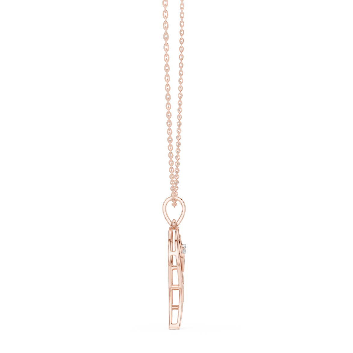 Angel wing diamond pendant in gold with lab grown diamond by Signora Jewels