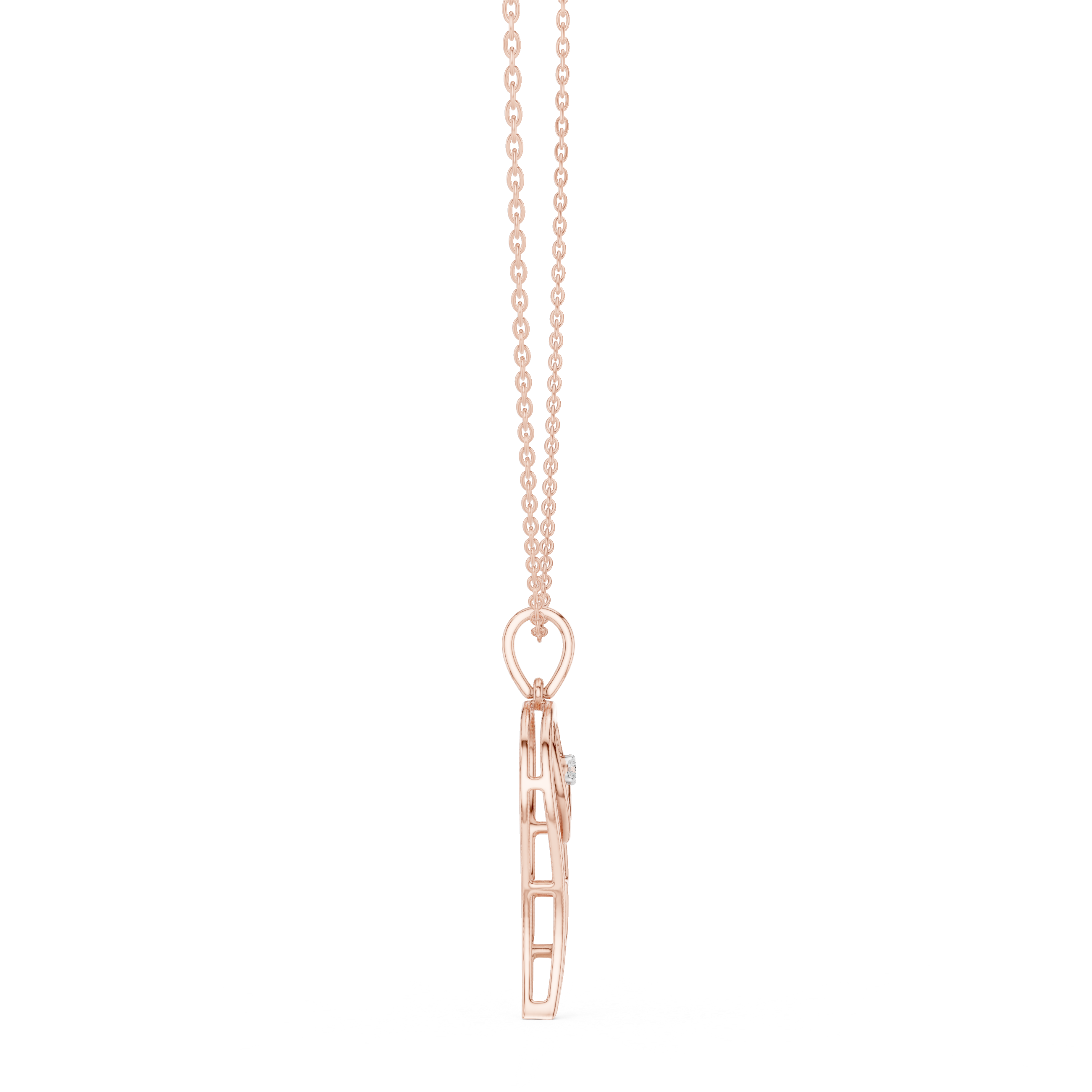 Angel wing diamond pendant in gold with lab grown diamond by Signora Jewels