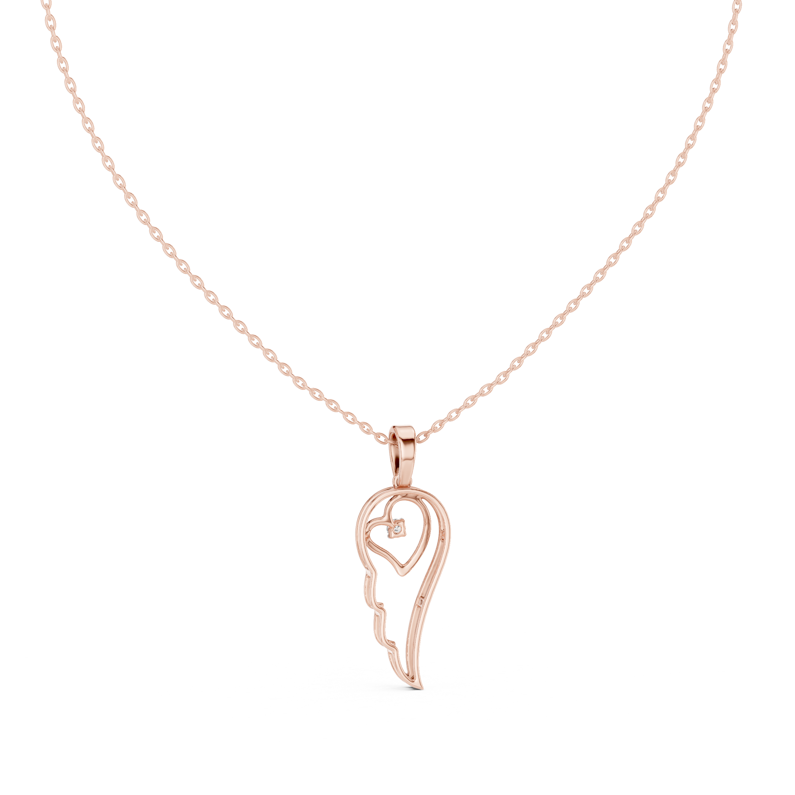 Angel wing diamond pendant in gold with lab grown diamond by Signora Jewels