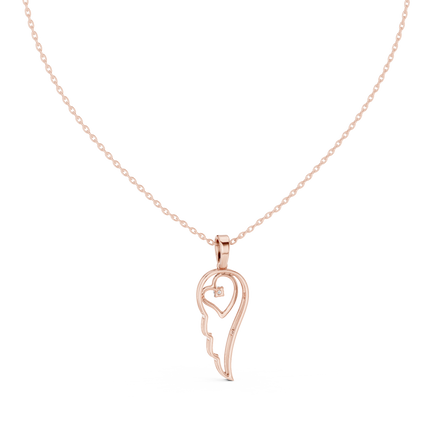 Angel wing diamond pendant in gold with lab grown diamond by Signora Jewels